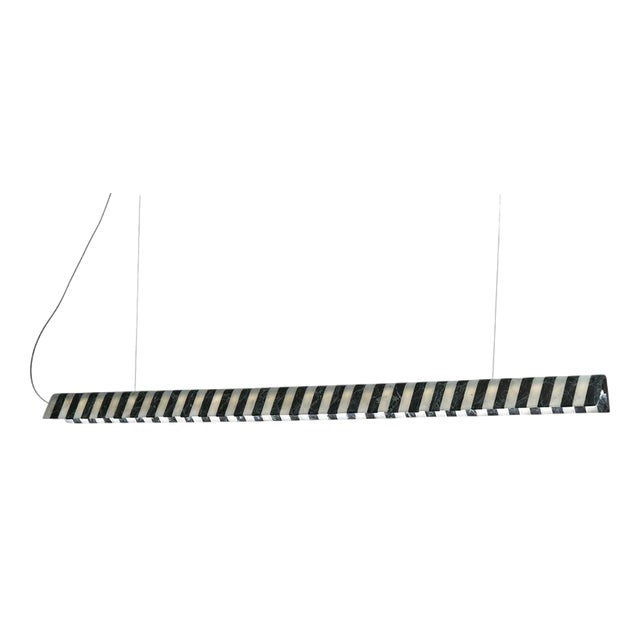 Alcm Horizontal Pendant Lamp in Verde Alpi & Carrara Marbles by Bufalini Design For Sale