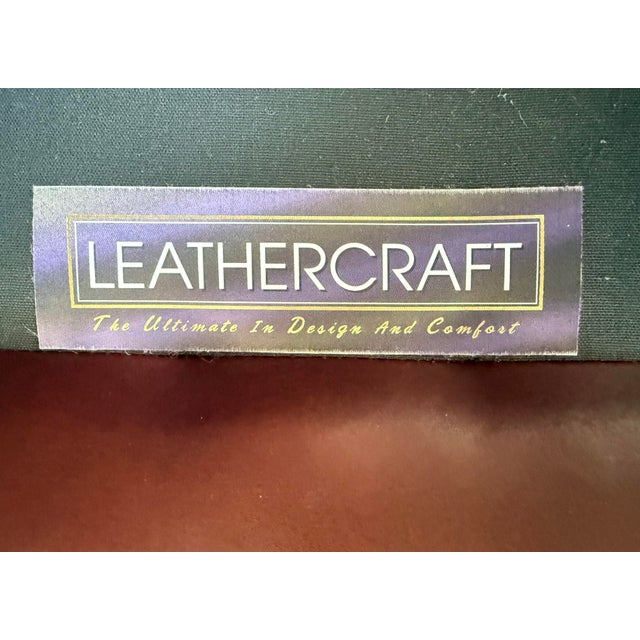 Animal Skin Leathercraft Burgundy Tufted Leather Chesterfield Sofa Loveseat For Sale - Image 7 of 9