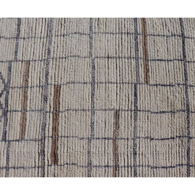 Blue Modern Moroccan Rug in Neutral Tones With Subdued Design With Pops of Blue 9'10 X 14'1 For Sale - Image 8 of 12