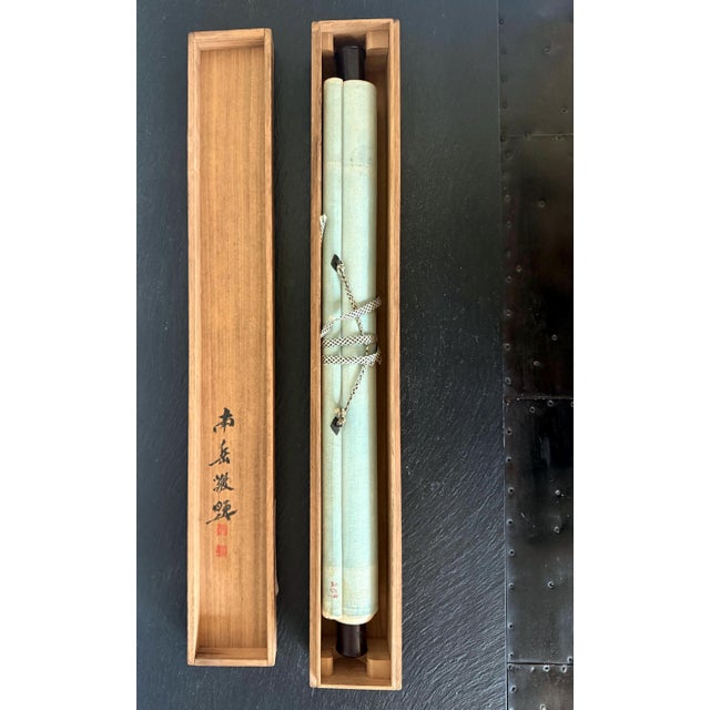 Mid-Century Modern Japanese Hanging Calligraphy Scroll Keigetsu Omachi with Collector Box For Sale - Image 3 of 15