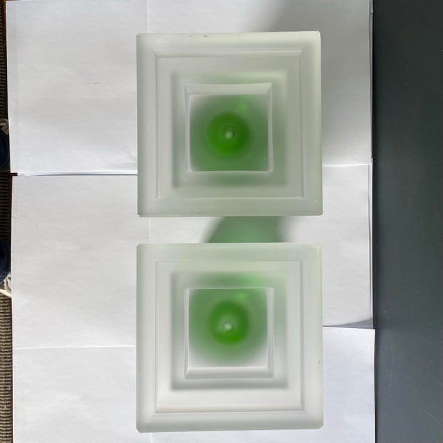 Mid-Century Modern A Pair of Large Vintage 60’s Danish Glass Candle Sticks Mid Century Modern For Sale - Image 3 of 6