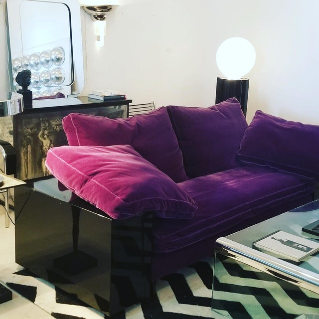 Eileen Gray Lacquer Plum Wool Mohair "Lota" Sofa Chairish