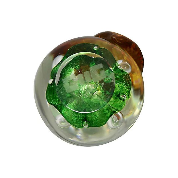 Mid-Century Modern Scottish Art Glass Apple Paperweight For Sale - Image 3 of 4