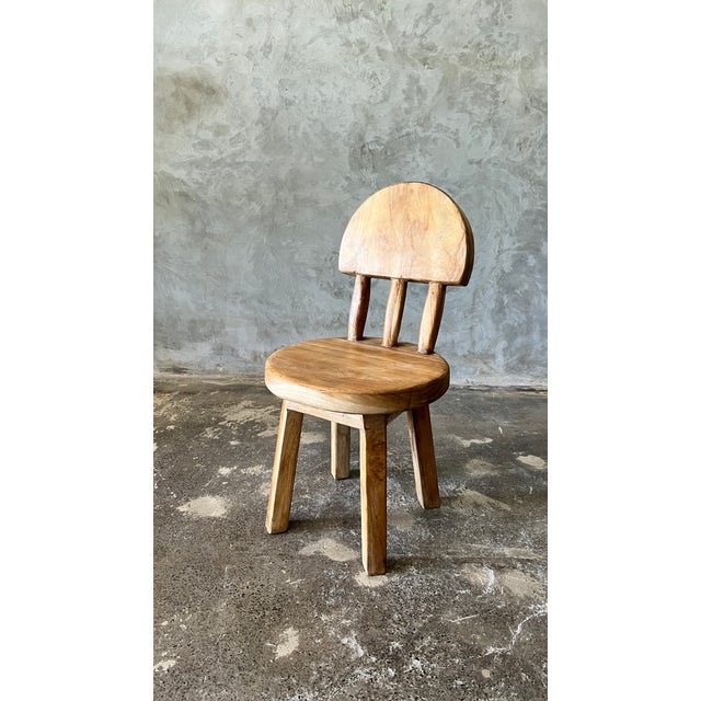 Small Children's Chair in Natural Blond Teak with Three-Bar Back For Sale - Image 5 of 18