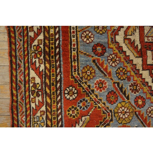 Textile 1890s Sky Medallion Tribal Antique S. Persian Ghashgaie Rug 4'2" X 6'2" Handknotted Wool Carpet For Sale - Image 7 of 7