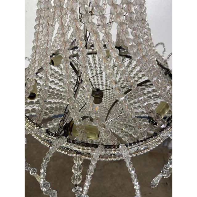 Traditional Early 20th Century Empire-Style Crystal Beaded Chandelier For Sale - Image 3 of 13
