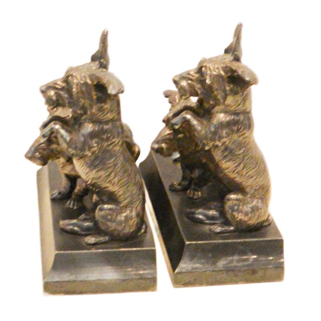 Antique Jennings Brothers Scottish Terrier Cast Bronze Bookends – Rare Begging Pair For Sale In Jacksonville, FL - Image 6 of 8