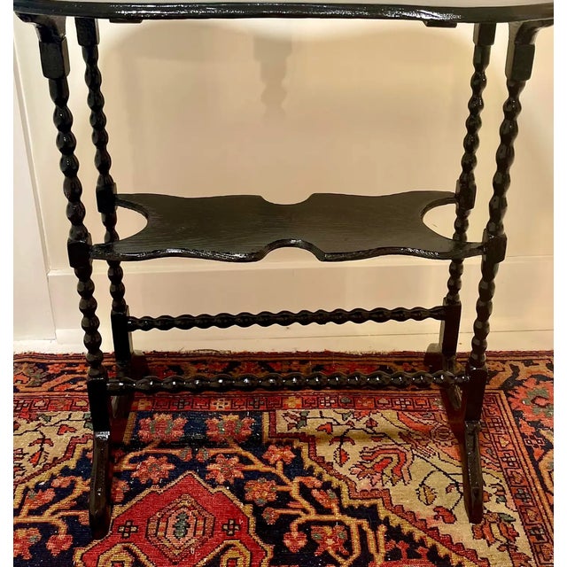 Black 19th C. English Traditional Black Bobbin Turned Trestle Table For Sale - Image 8 of 8