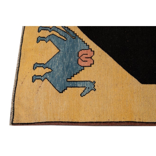 Mid 20th Century Mid-20th Century Vintage Art Deco Wool Rug For Sale - Image 5 of 13