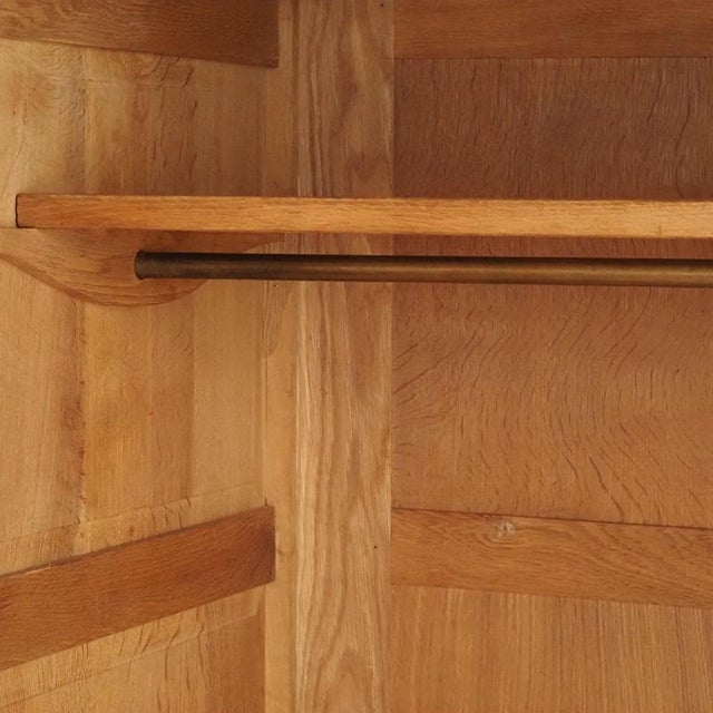 Large Art Nouveau 3-Door Wardrobe in Oak with Oval Mirror For Sale - Image 16 of 18