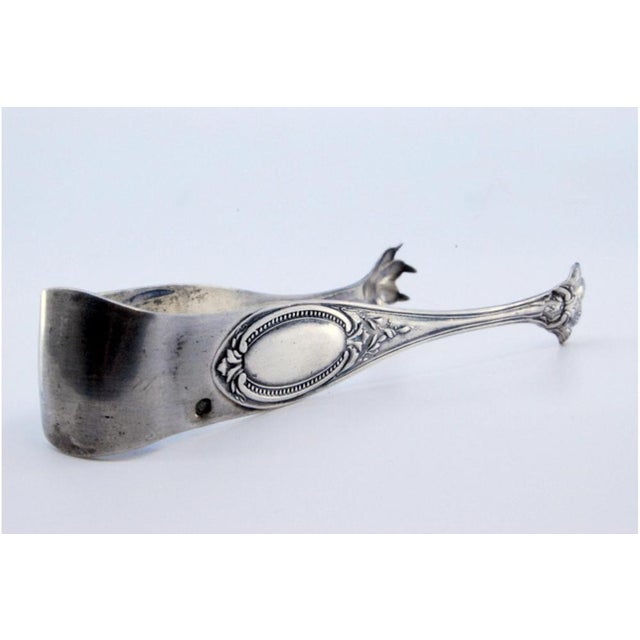 Claw-Shaped Silver Ice Tongs with Monogram Card For Sale - Image 3 of 10