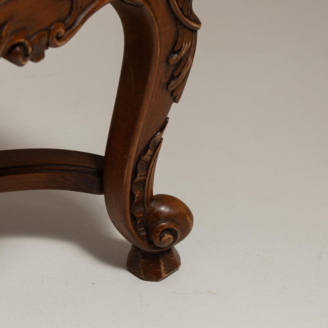 19th Century 19th Century French Chestnut Brown Louis XV Upholstered Throne Armchair For Sale - Image 5 of 15