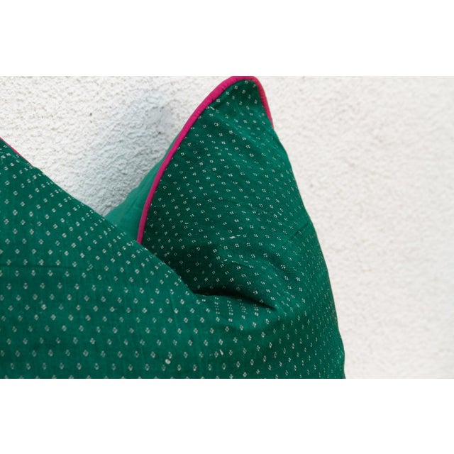 Indian Panna Green Dotted Ahir Handloom Pillow For Sale - Image 3 of 6