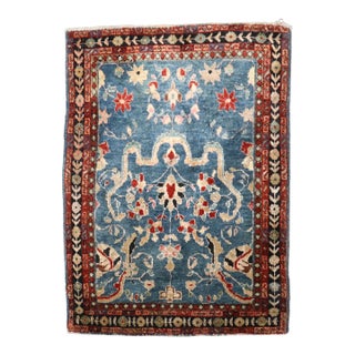 Antique Zabihi Collection Blue Mat Size Sarouk Ferehan Rug - 1'9" x 2'4" For Sale