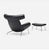 Hans Wegner Ox Chair Ottoman in Black Leather by Erik Jorgensen ex Will Ferrell For Sale - Image 11 of 18