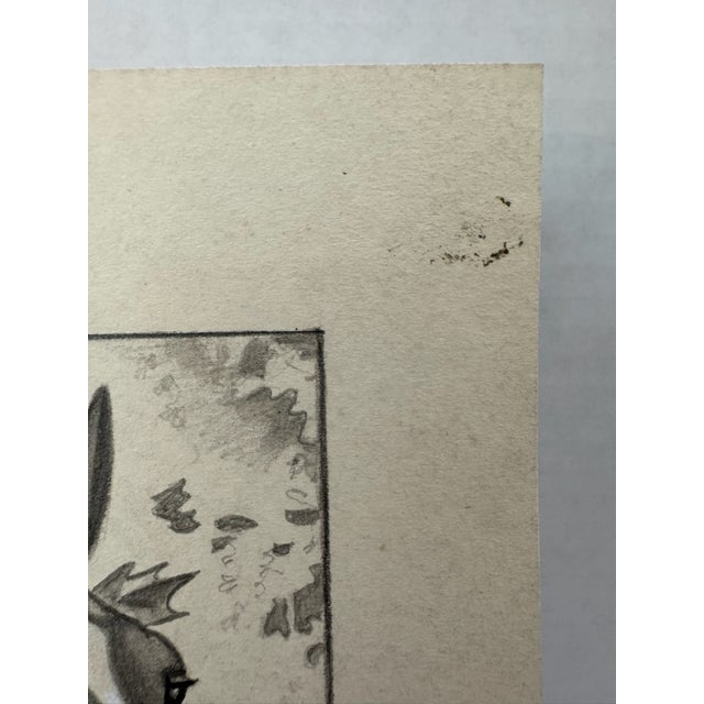 1940s Original Signed Graphite Illustration of Girl on Horseback, 8.75 X 7 In. For Sale - Image 4 of 5