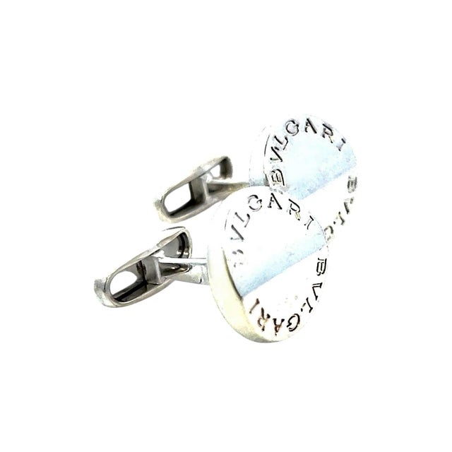 1990s Pair of Bvlgari Estate Sterling Silver Cufflinks 16.24 Grams For Sale In New York - Image 6 of 7