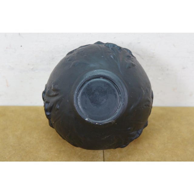 Glass Antique Art Nouveau Tiffin Black Satin Amethyst Glass Poppy Rose Vase 7" For Sale - Image 7 of 10