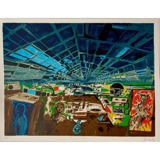 John Hultberg, 1970s Bay Area Figurative Abstract Lithograph Serigraph Greenhouse John Hultberg, 1978 For Sale