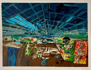 John Hultberg, 1970s Bay Area Figurative Abstract Lithograph Serigraph Greenhouse John Hultberg, 1978