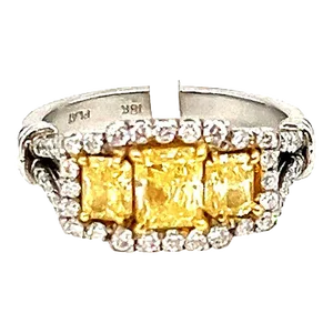 2.21 Ct Natural Yellow & Diamond Ring Size 6.25