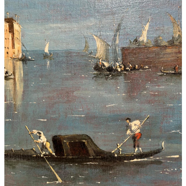 View of Venice with the Island of San Giorgio Maggiore and the Basilica, Oil on Canvas, 19th Century, Framed For Sale - Image 12 of 16