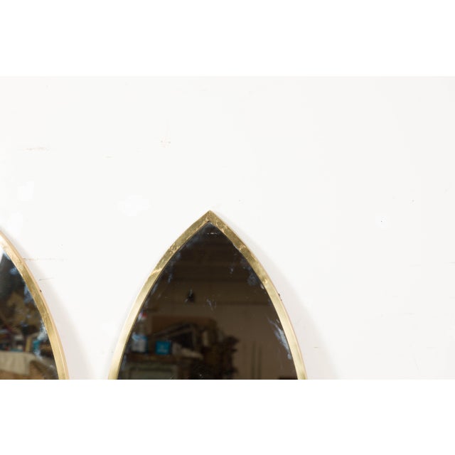 Midcentury Brass Gothic Style Golden Broken Arch Mirrors, a Pair For Sale - Image 9 of 11