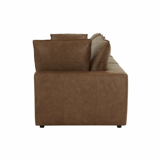 Cali Brown Leather Modular Sofa For Sale - Image 4 of 8