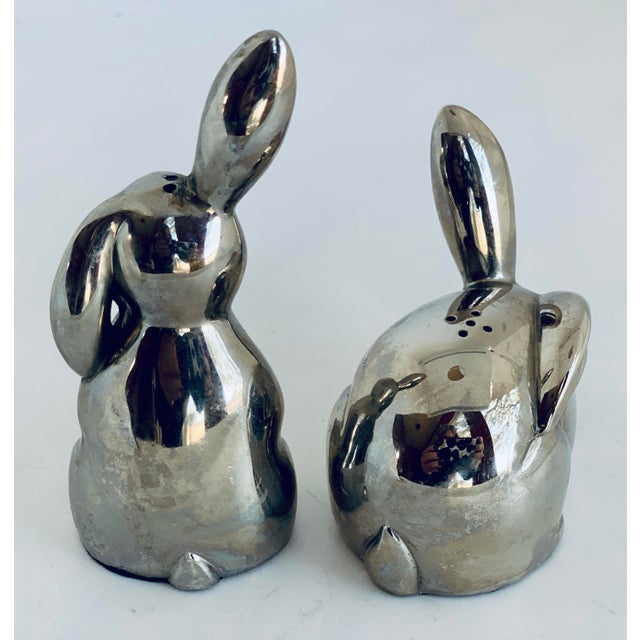 Late 20th Century Late 20th Century Vintage Godinger Silverplate Rabbit, Bunny Salt & Pepper Shakers- A Pair For Sale - Image 5 of 11