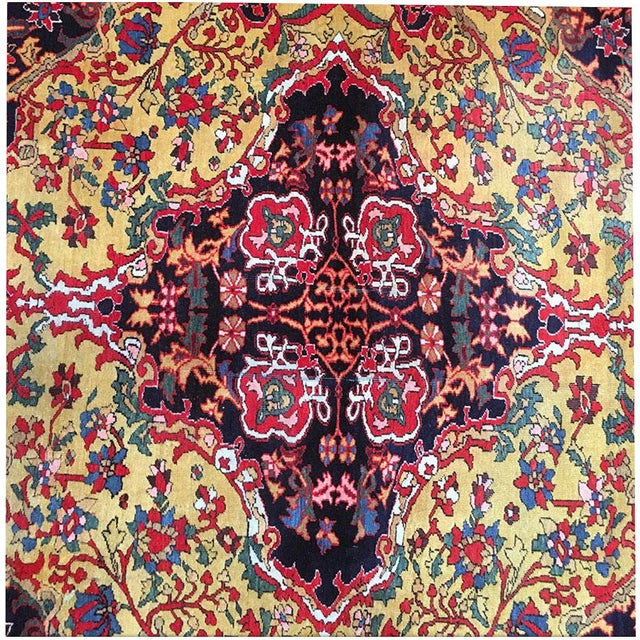 Antique Collectible Gold Ground Persian Ferahan Sarouk Rug For Sale - Image 4 of 12