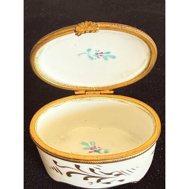 Metal Antique Limoges Hand Painted Trinket Box For Sale - Image 7 of 7