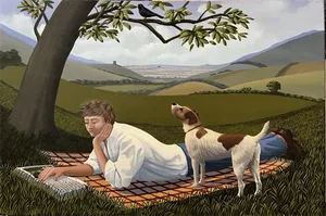David Kirk, with Dog, United Kingdom, 1960, Acrylic