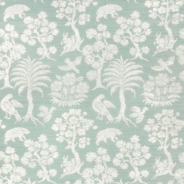 Contemporary Sample - Schumacher Woodland Silhouette Sisal Wallpaper in Sky For Sale - Image 3 of 3
