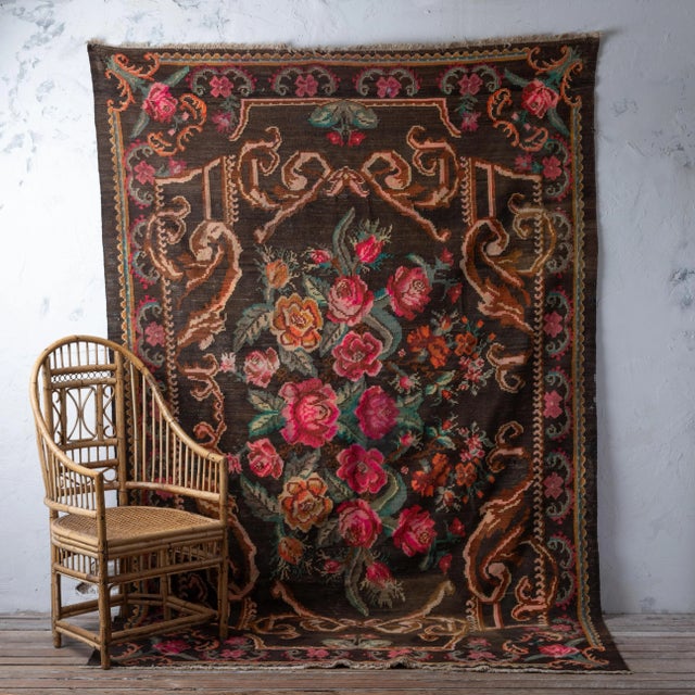 A Bessarabian Kilim rug, circa 1920s. 76 by 117 inches