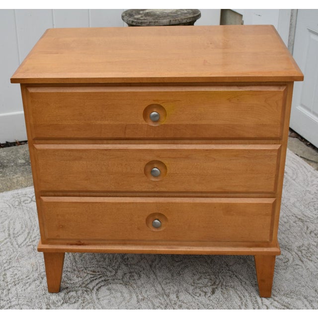 Vintage Ethan Allen Contemporary Style Three Drawer Solid Maple Nightstand For Sale In Philadelphia - Image 6 of 13