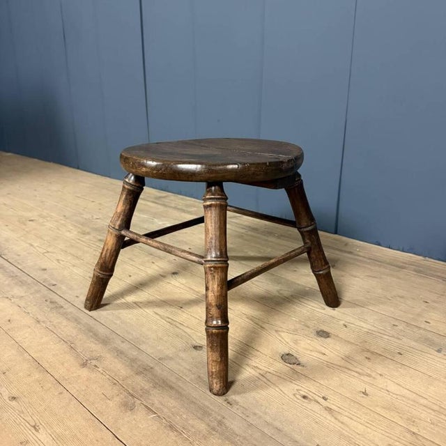Stool in Beech and Faux Bamboo For Sale - Image 9 of 16