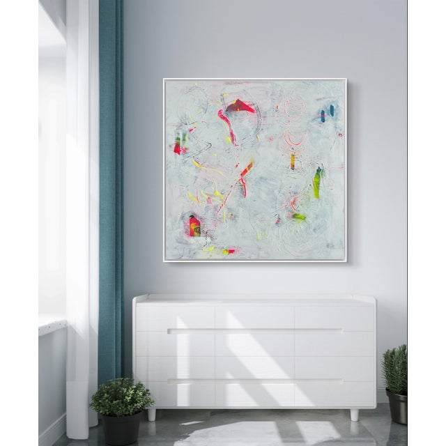 2020s Mirtha Moreno Oil on Canvas Painting Titled “AbEx Whitewash III” 48 x 48 2024 For Sale - Image 5 of 11