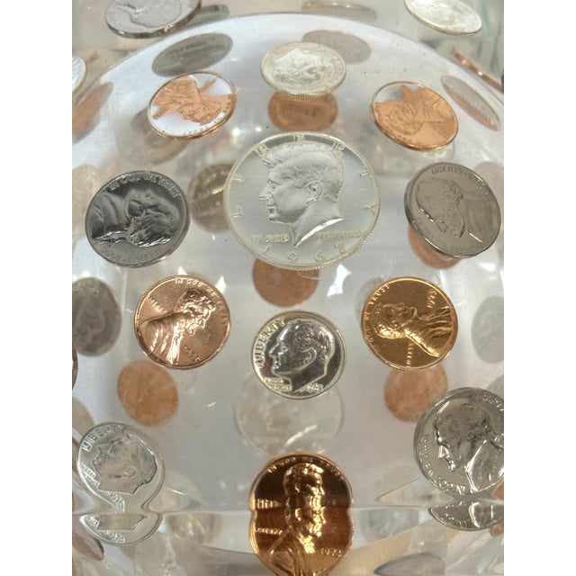 Mid-Century Lucite Ice Bucket with Embedded U.S. Coins, circa 1975 For Sale In West Palm - Image 6 of 12
