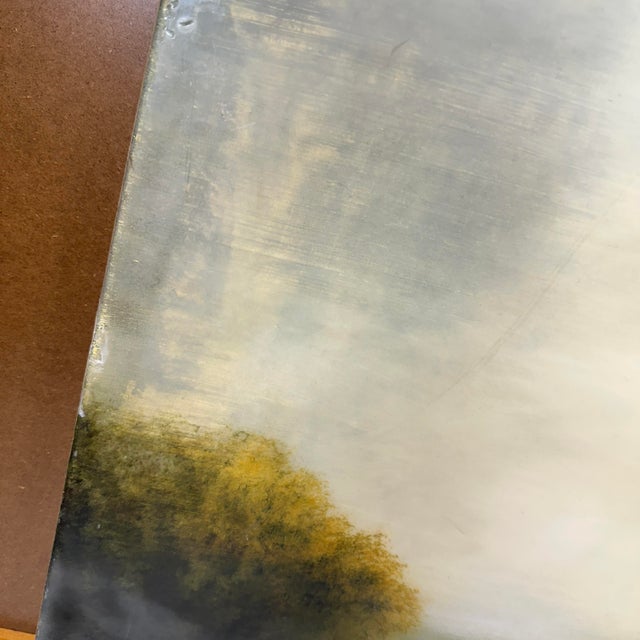Green Hiro Yokose Landscape Painting Oil Wax Encaustic Signed Dated 2001 #3448 19 X 19 For Sale - Image 8 of 18