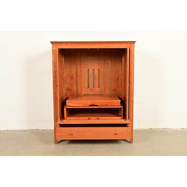 Late 20th Century Harden Furniture Arts and Crafts Shaker Solid Cherry Wood Media Cabinet For Sale - Image 5 of 18