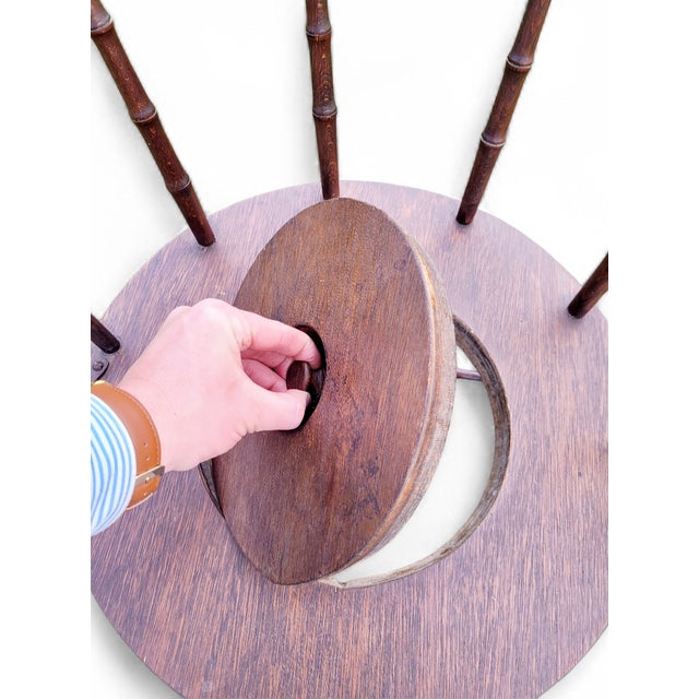 Antique Dutch Folk Art Commode Chair in Oak with Iron Hoop Back, 19th Century For Sale - Image 9 of 17