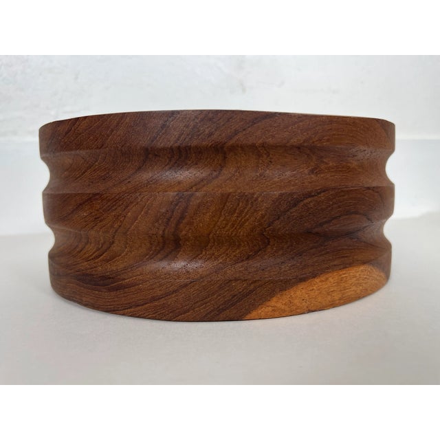 Large Vintage Scandinavian Fluted Teak Bowl For Sale - Image 10 of 11