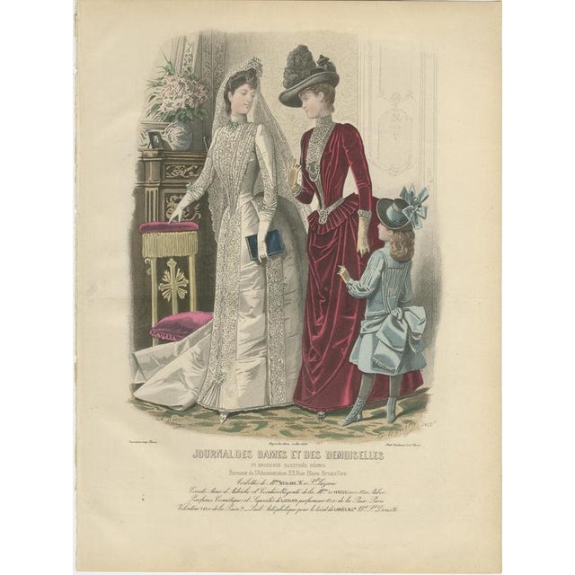 Late 19th Century French Fashion Plates with Paris Ladies in Lace & Velvet, 1880, Engravings, Set of 3 For Sale - Image 5 of 10