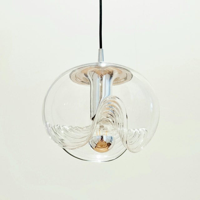 Stunning mid-century/space age ceiling/pendant light 'wave' model (also called 'futura') designed by koch & lowy for peill...