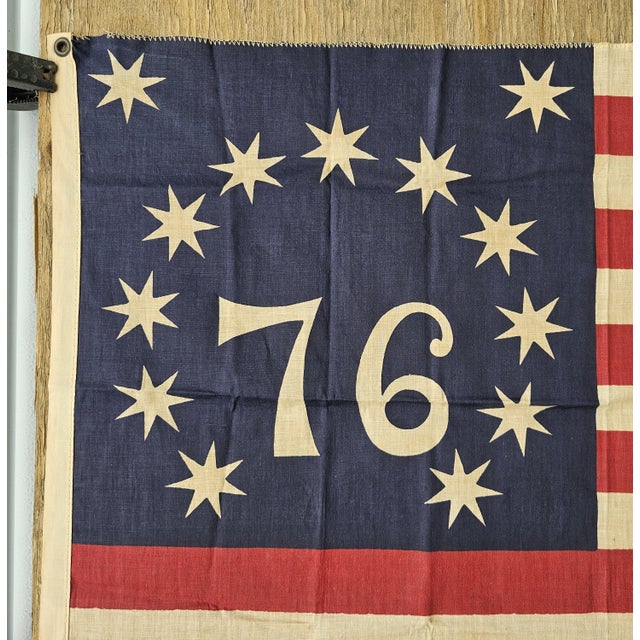 Vintage Bennington 76 Flag Bicentennial Americana Patriotic Folk Art Banner 36 X 24 For Sale - Image 4 of 13