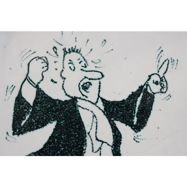 20th Century Art Deco Ceramic Plate Satirical Judge and Lawyer in Court from the La Quercia Libralessos Factory, Italy, 1950s For Sale - Image 4 of 16