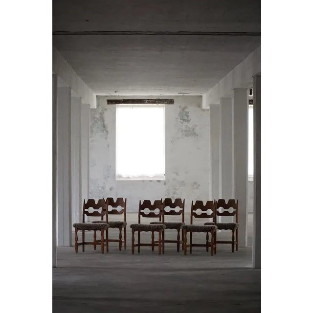 Vintage Razorblade Chairs in Oak and Lambswool by Henning Kjærnulf, 1960s, Set of 6 For Sale - Image 17 of 18