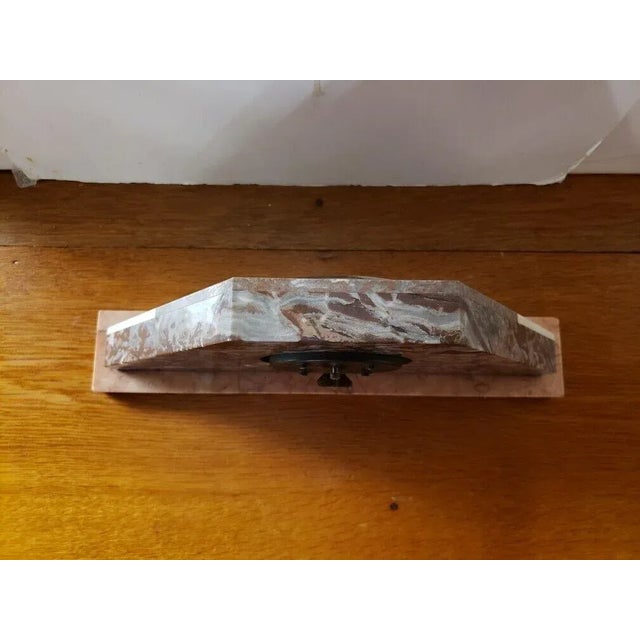 Metal 1930 British Art Deco Marble Wind-Up Mantle Clock, Working For Sale - Image 7 of 8