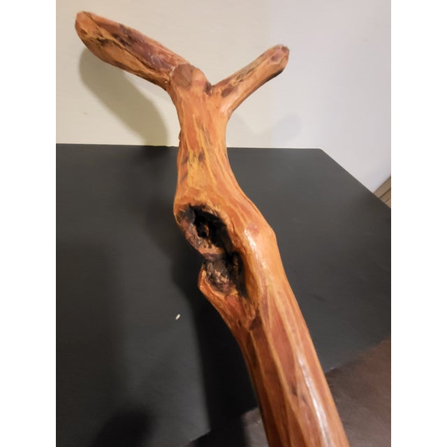 Wine Vintage Carved Wood Spirit Walking Cane For Sale - Image 8 of 10