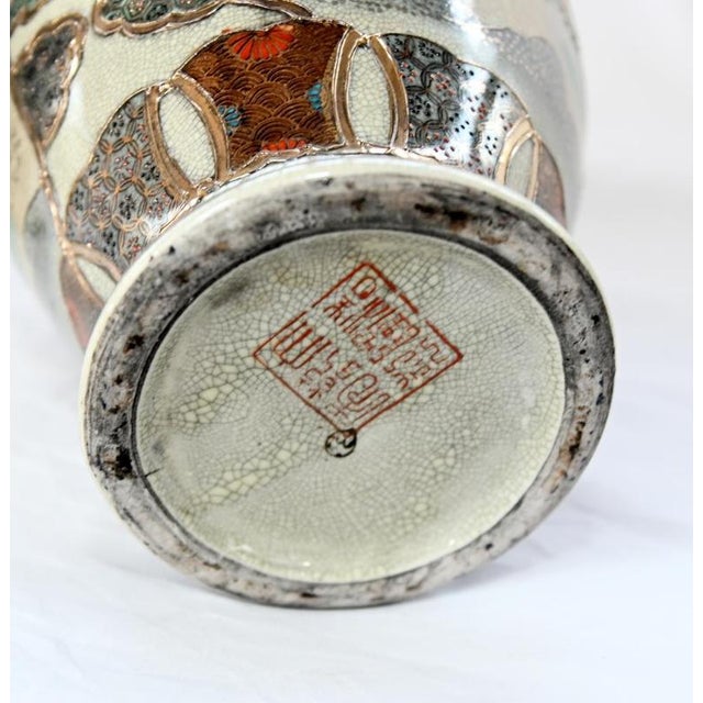 Japanese Satsuma Vases with Figural Decoration, Set of 2 For Sale - Image 6 of 7